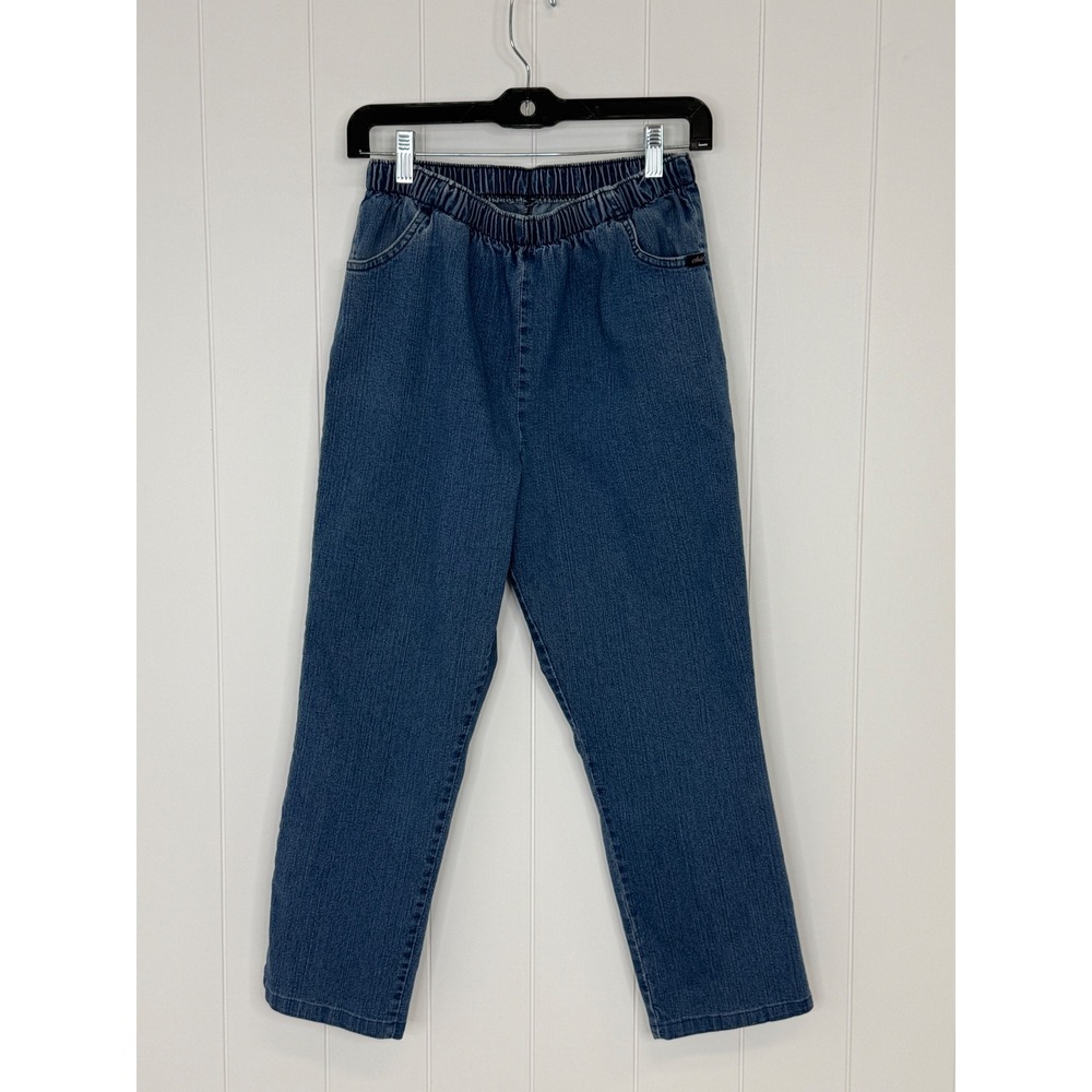 Vintage Chic Jeans Women 12 Avg Blue Elastic Waist Denim Jeans Pull On Stretch
